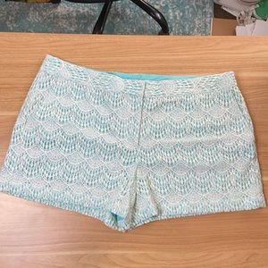 Ann Taylor LOFT Sea Shell Scallop Lace Shorts Mint Teal, sz 16